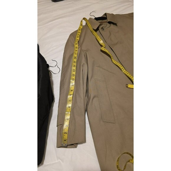 Glen Eagles Trench Coat Tan Collared Buttons Pockets Zip Liner Mens Size 40S Y2K - Picture 6 of 11